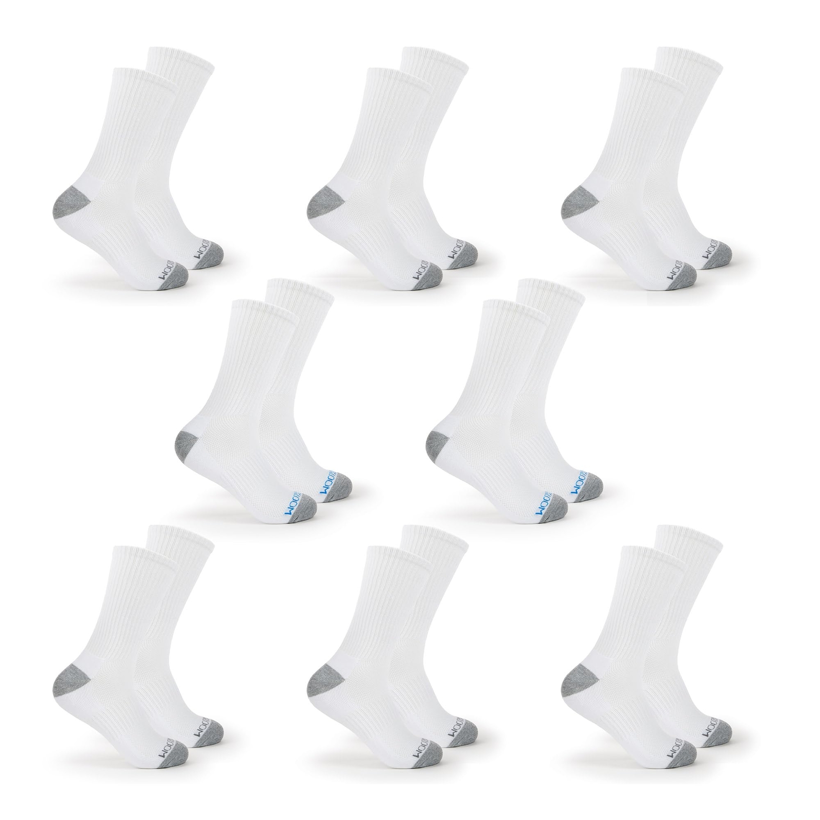White Crew Socks for Men - 8 Pairs Arch Compression Moisture Wicking Cushione...-image