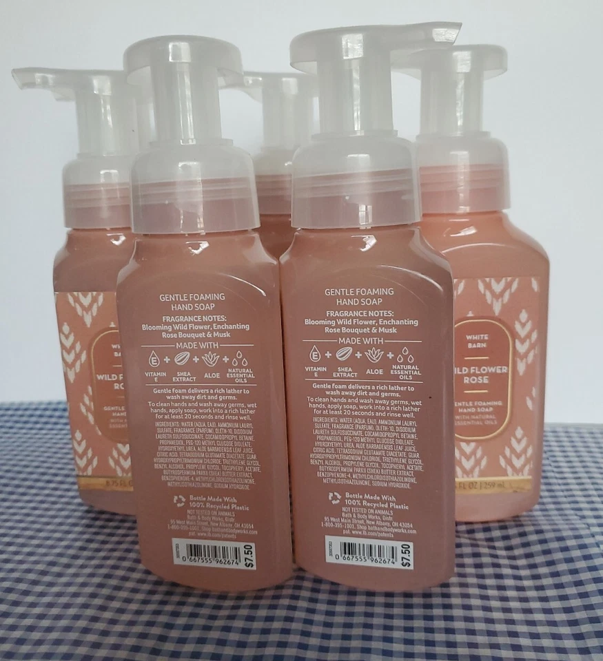 Bath & Body Works Wild Flower Rose Gentle & Clean Foaming Hand Soap 6x Lot New  - Image 3 of 3