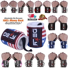 DEFY Power Weight Lifting Wrist Wraps Supports Gym Workout Bandage Straps 18"