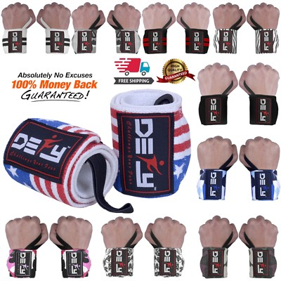 #ad DEFY Power Weight Lifting Wrist Wraps Supports Gym Workout Bandage Straps 18quot; $8.99