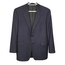 BURBERRY Men's Kensington Blazer Jacket Size 43R Blue Pinstripe Wool 2-Button
