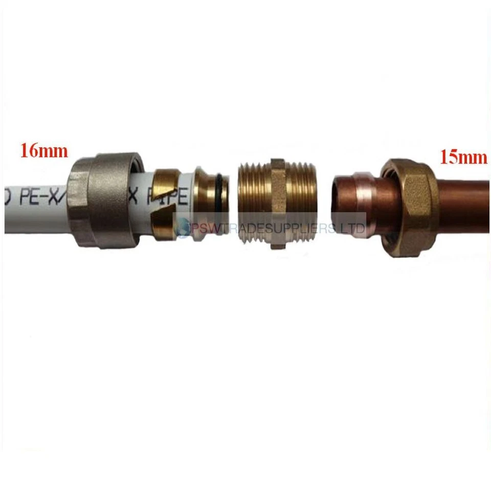 ufh ADAPTER REDUCER 16mm BARRIER PIPE -15mm COMPRESSION COPPER PLASTIC