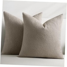 Throw Pillow Covers 18 x 18 Inch Set of 2, Accent 18" x 18" Pack of 2 Oatmeal