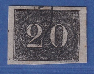 Brasile 1849 numeri occhi di gatto / verticais 20 R Michel n. 12 timbrati