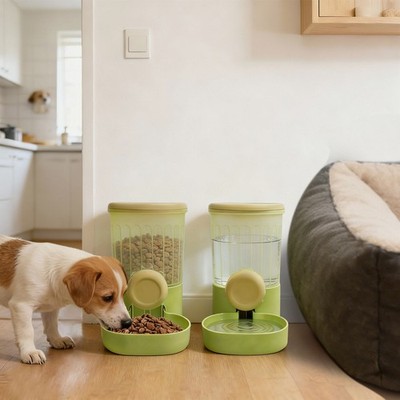 Hanging Food Feeder&Water Dispenser for Small Pets,Green 1000ml/0.26gal
