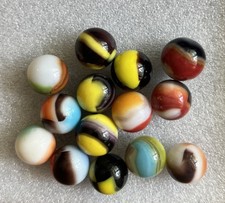 Vintage Marble Lot Marble King Yellow Multi-Color Patch Cat Eye Swirl UV Mixed