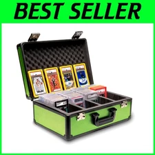 Premium PSA Graded Card Storage Box - Lime Green Aluminum Case for 160+ Slabs