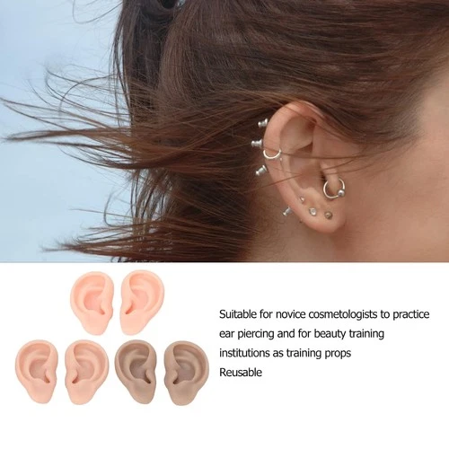 6 Pairs Silicone Ear Model for Piercing Practice - Soft Flexible Reusable Fake E image 9