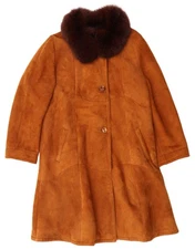 MABEL Womens Oversized Shearling Coat IT 44 Medium Brown Leather KH01