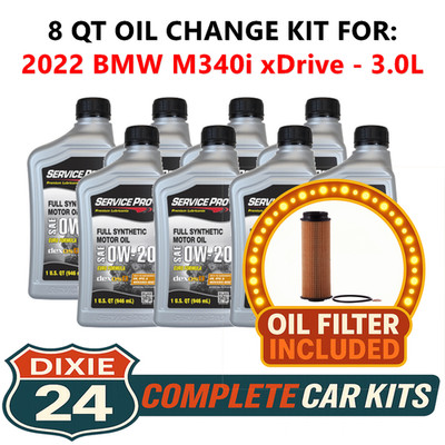 Fits: 2022 BMW M340i xDrive 3.0L 6,000 Mile Synthetic Oil & Filter Kit (0W-20)