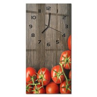 Glas-Wanduhr LäNglich Wanduhr Aus Glas Tomaten Auf Holz Schwarze Zeiger 30X60 Cm