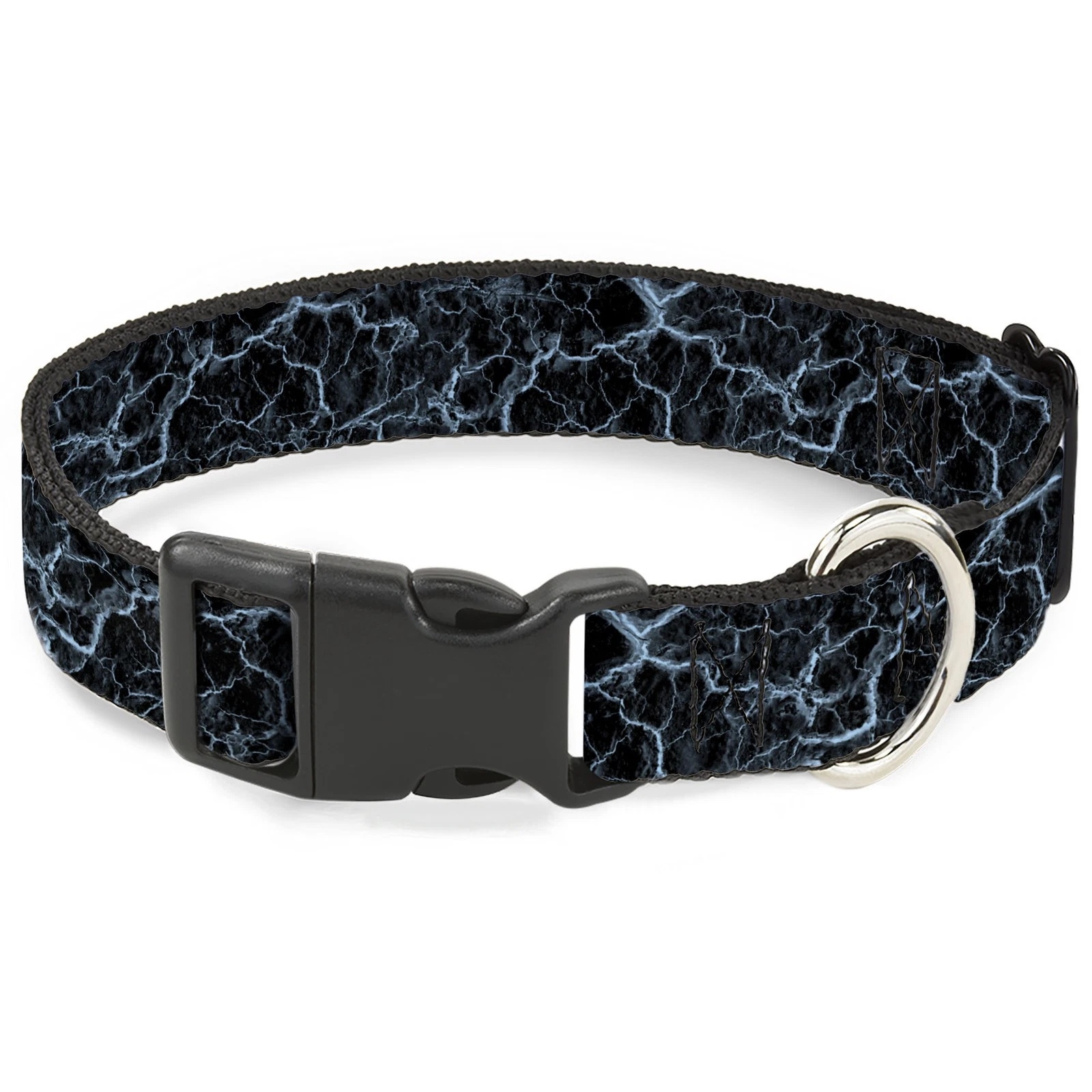 Plastic Clip Collar Marble Black/Baby Blue WIDE-Large 20-31"