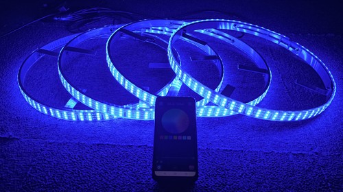 3-Row Chasing LED Wheel Ring Lights 17.5" for Truck Underglow App Remote Control - Picture 6 of 16