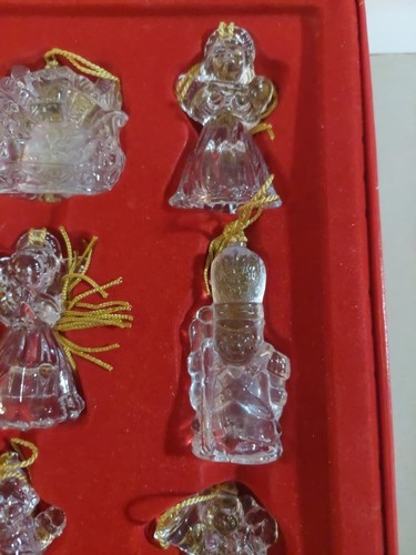 Ornamenti in cristallo trasparente 9 pezzi con nappe dorate di Gorhan - Foto 5 di 8