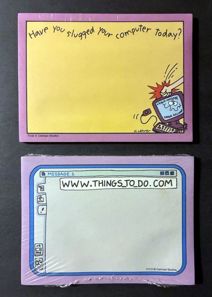 Lot of 2- Vtg 1990s Sealed Oatmeal Studios Post-it Note Notepads Computer Theme