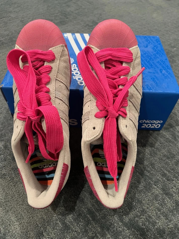 Adidas Pink Suede Sneakers with Striped Insole- Limited Edition - Image 2 of 4