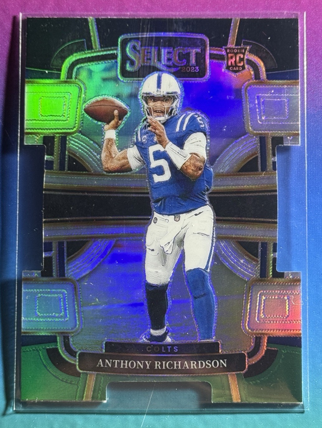 2023 Panini Select Concourse Anthony Richardson #43 Black & Green Prizm Die-Cut