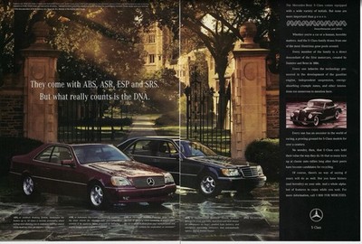 1996 Mercedes-Benz S-Class Come with ABS, ASR, ESP, and SRS Vtg Print Ad/Poster
