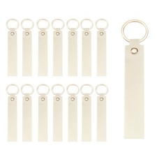 20Pcs PU Leather Laser Engraving Keychain Blanks Light White 5.3" x 0.8"