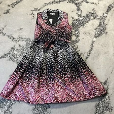 Shelby Palmer Dress Womens Size 16W Belted Multicolor Abstract A Line Ombre