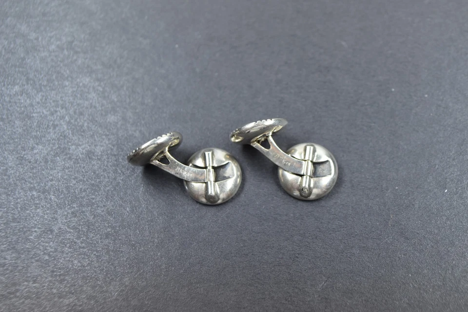 hochwertige antike Manschettenknöpfe Silber 830, Perlmutt, Saphiere. Art Deco. - Bild 3 von 4