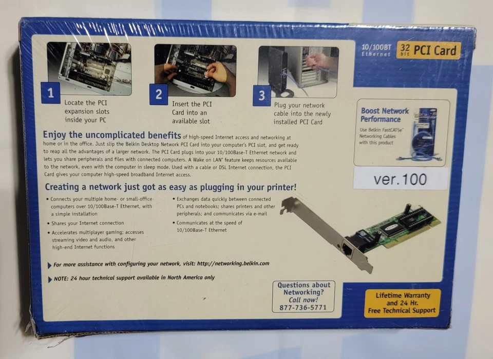 DESKTOP Network PCI Card 32 Bit 10/100Base T Ethernet New - Image 2 of 2