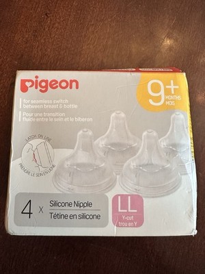 Pigeon Silicone Nipple (LL) with Latch-On Line,  9 Months+, 4ps, Natural Feel