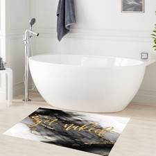 Black and Gold Marble Bathroom Rug Funny Quote Get Naked Non Slip Bath Mat Ab...