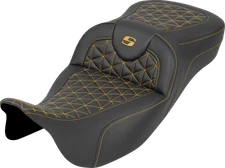 Saddlemen Roadsofa Gold Tri Gripper Extended Seat for 2008-2024 Harley Touring