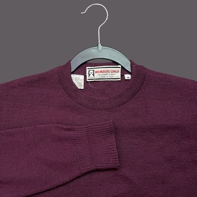 Burgundy VTG 80s Members Only Wool Kurt Cobain Mens Sweater Sz M Made in Italy