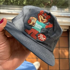 Vintage 80s Post Sugar Bear Snapback Hat Red River Co. USA Green Underbrim Rare