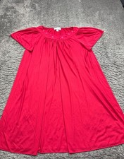 Miss Elaine Nightgown Women 1X Red Nylon Babydoll Nightie Slip Granny Housecoat