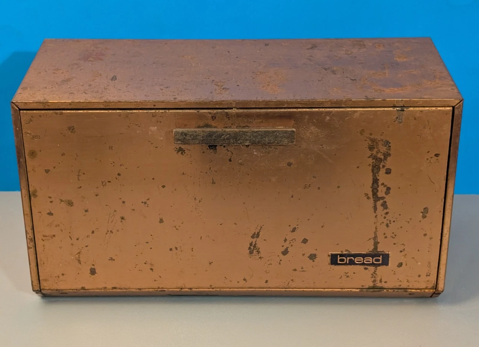 Vtg Lincoln BeautyWare Brown Metal Bread Box w/ Shelf Organizer - MCM - *Read