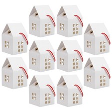 10pcs House Shaped Paper Boxes Handheld Present Bags Multi-function Candy Boxes
