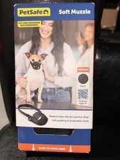New PETSAFE Soft Muzzle for Medium Dogs Black Nylon Adjustable Padded