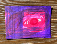 ACEO Original Hand Painted "Eye See You 3", 2.5 X 3.5 - NovaMothArt Multimedia 