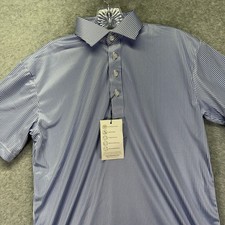 Collars  Co Dress Collar Polo Shirt Mens Small Blue Striped Performance Stretch