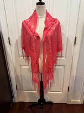 Coral Sheer Triangle Scarf Shawl Wrap Lightweight 70.9x29.5inches