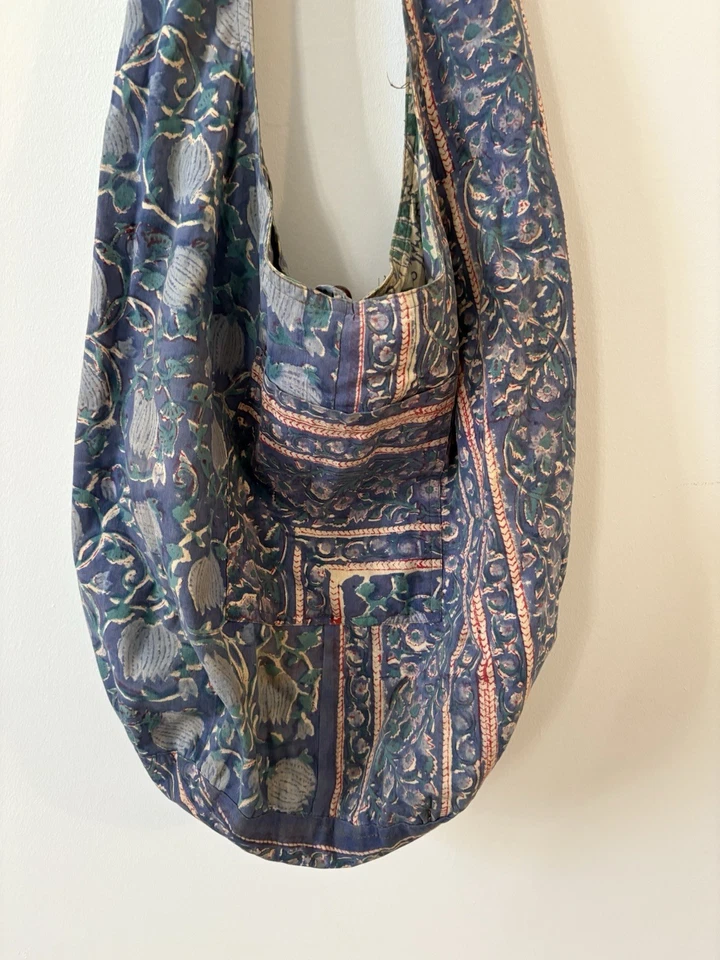 Boho Hippie Crossbody Festival Sling Bag - Reversible Floral Handmade in Nepal - Image 3 of 4