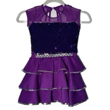 Weissman Purple Sequin Kids tiered dance dress Costume with small flaw Size IC
