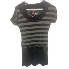 NEW Retro Mini Dress M Black Gray Delirious Los Angeles Y2K Cowl Neck Stretch