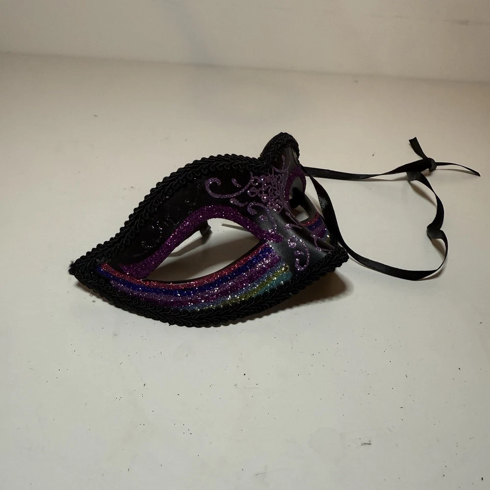 NWT Black Venetian Classic Masquerade Costume Eye Mask Prom Halloween Party - Image 2 of 4
