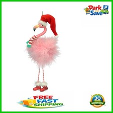 Festive 7.5" Pink Flamingo Ornament with Santa Hat - Cheerful Christmas Decor