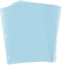 3 Ring Blue Binder Dividers with 8-Tabs, A4 Blue Binder Dividers, Sturdy Plastic