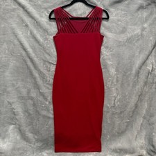Love Culture Strappy Cage Neck Bodycon Midi Dress Women Size L Red