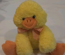 Melissa  Doug Yellow Duck Plush Stuffed Animal Gingham Bow Small 8 in