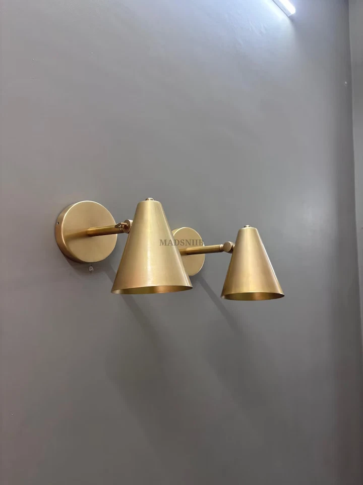 Mid Century Modern Brass Wall Sconce Pair Brass Bedside Light Christmas Gift - Image 4 of 4