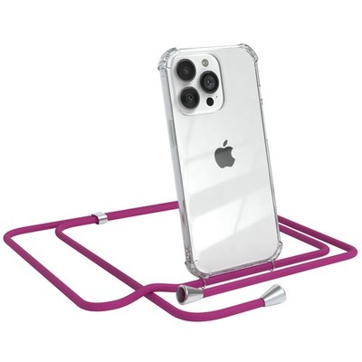 Für Apple iPhone 13 Pro Handyhülle zum Umhängen Kordel Tasche Kette Case Pink