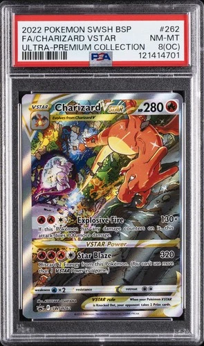 2022 POKEMON SWSH BLACK STAR PROMO #262 FULL ART/CHARIZARD VSTAR PSA 8 OC