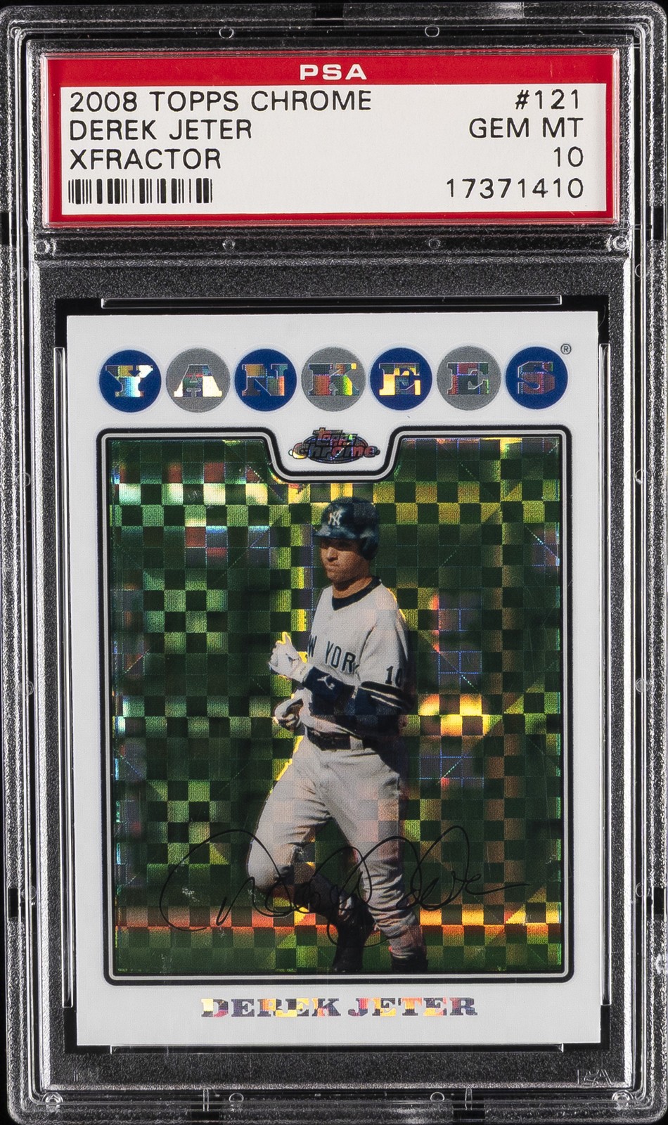 2008 TOPPS CHROME XFRACTOR #121 DEREK JETER PSA 10